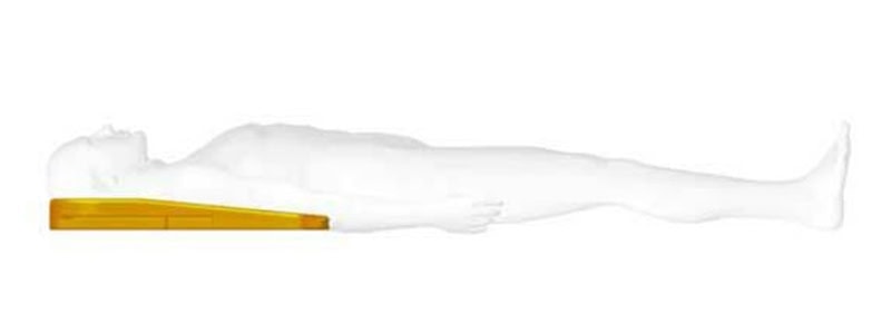 Supine patient on angled yellow **CPR board** for optimal chest-compression alignment – JIEKANG