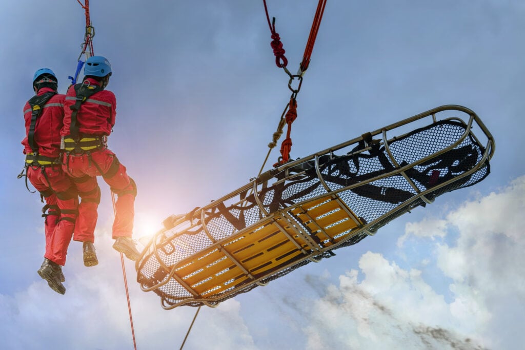 Air rescue basket stretcher lift