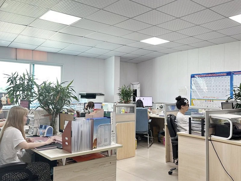 Modern office with employees at workstations