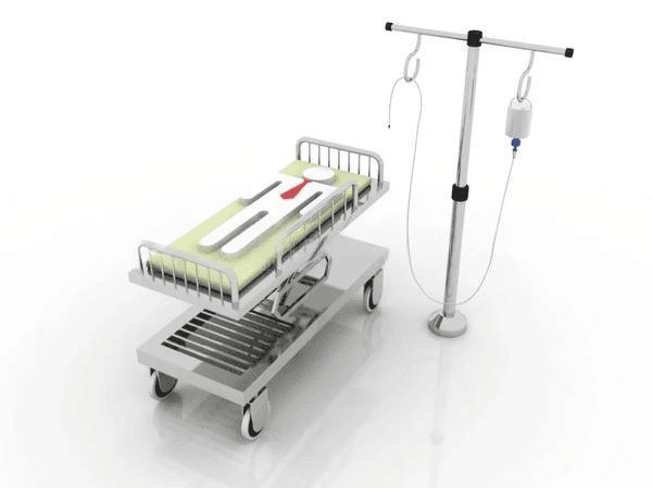 Hospital stretcher with IV stand
