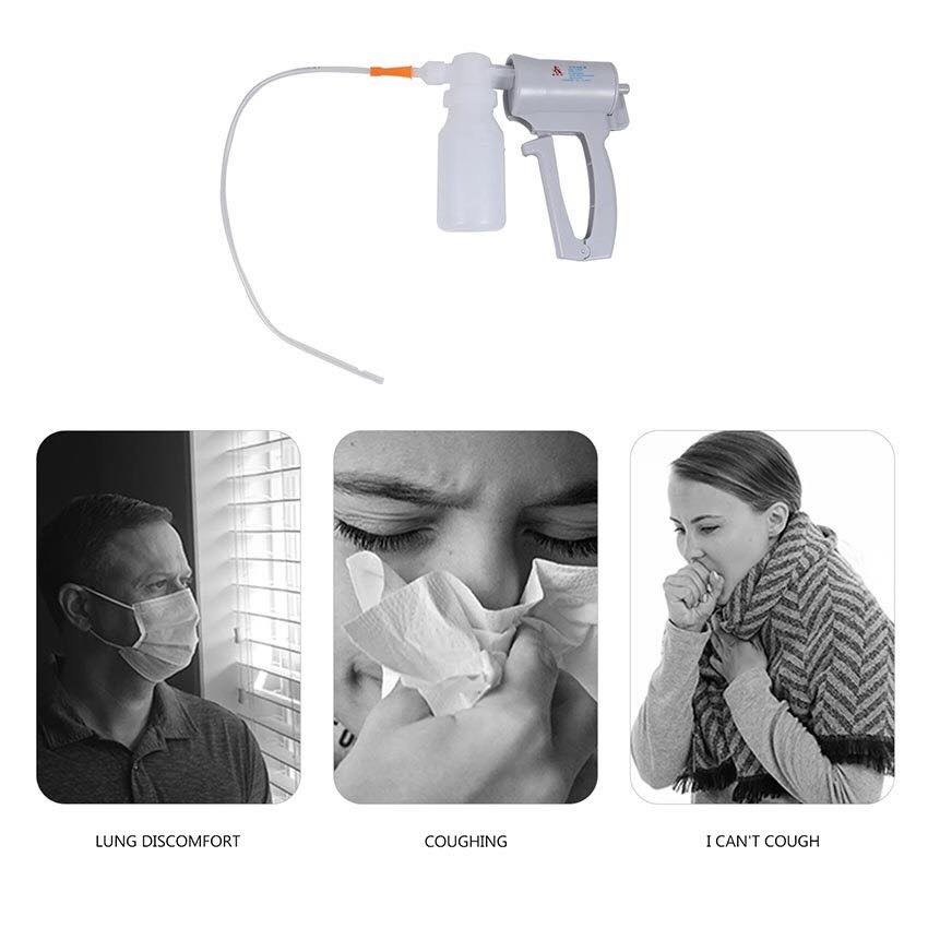 Manual portable suction pump with patient symptoms