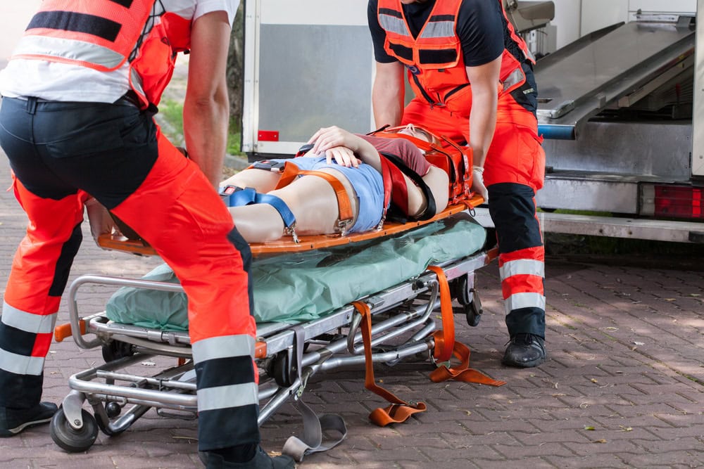 Ambulance stretcher outside