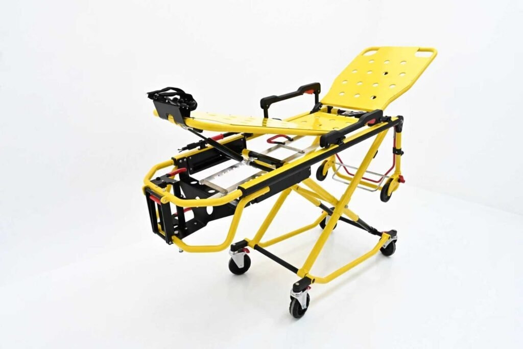 yellow ambulance stretcher trolley