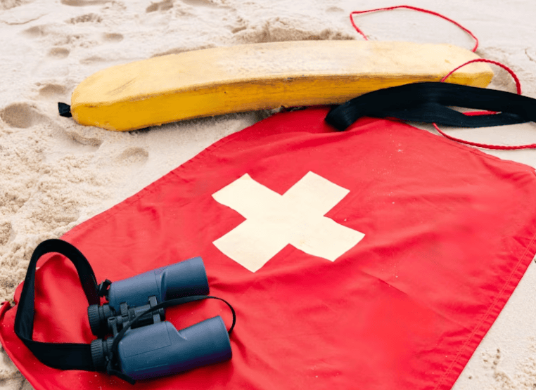 Lifeguard rescue gear on beach