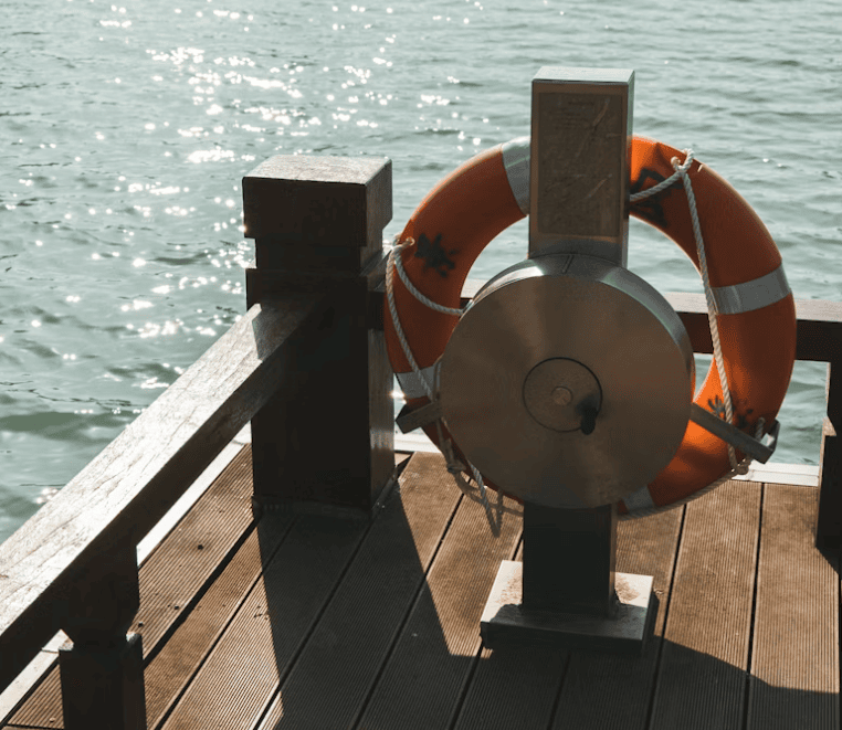 Lifebuoy Station on Dockside Overlooking Water